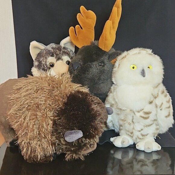 Plush Stuffed Animals Realistic Bison Owl Elk Wolf Wild Republic Aurora Lot of 4 - Picture 10 of 10